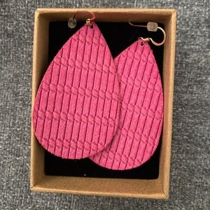 Pink Pepper teardrop leather earrings